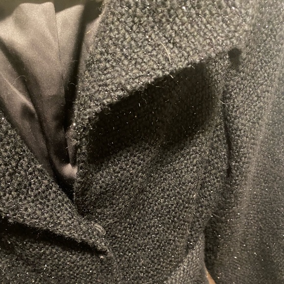 Alice + Olivia Black & Sparkle Waist Tie Coat Size M - Picture 5 of 16